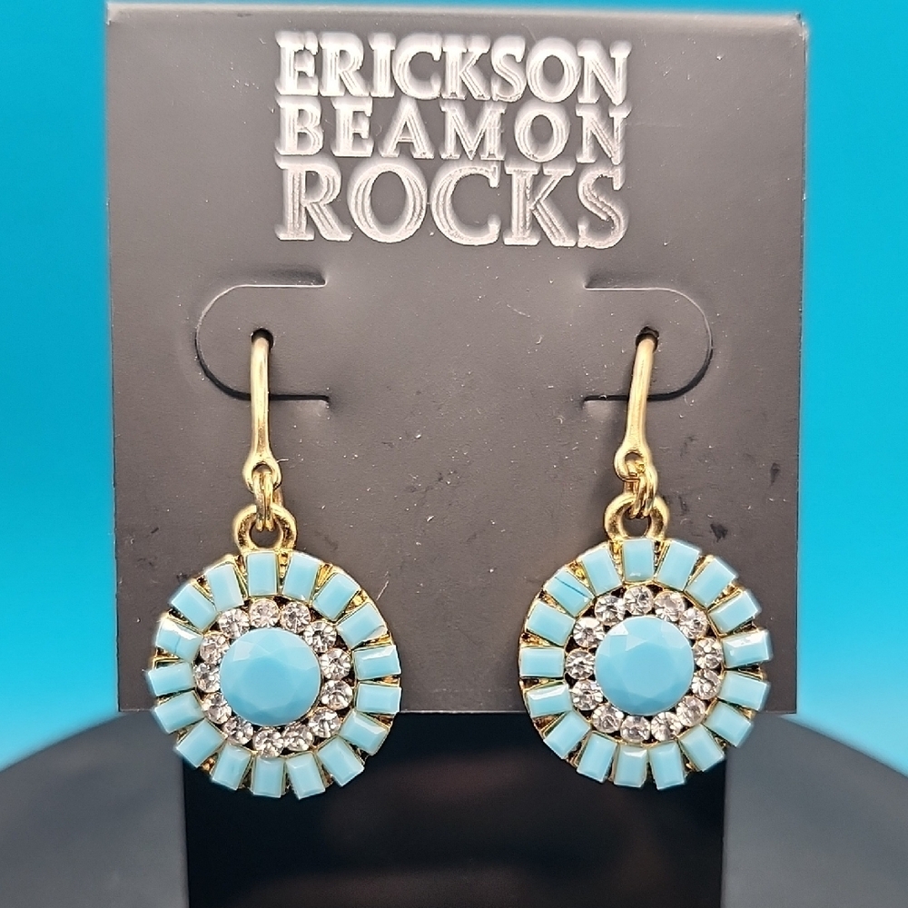 Erickson Beamon Blue and Gold Sunburst Earrings